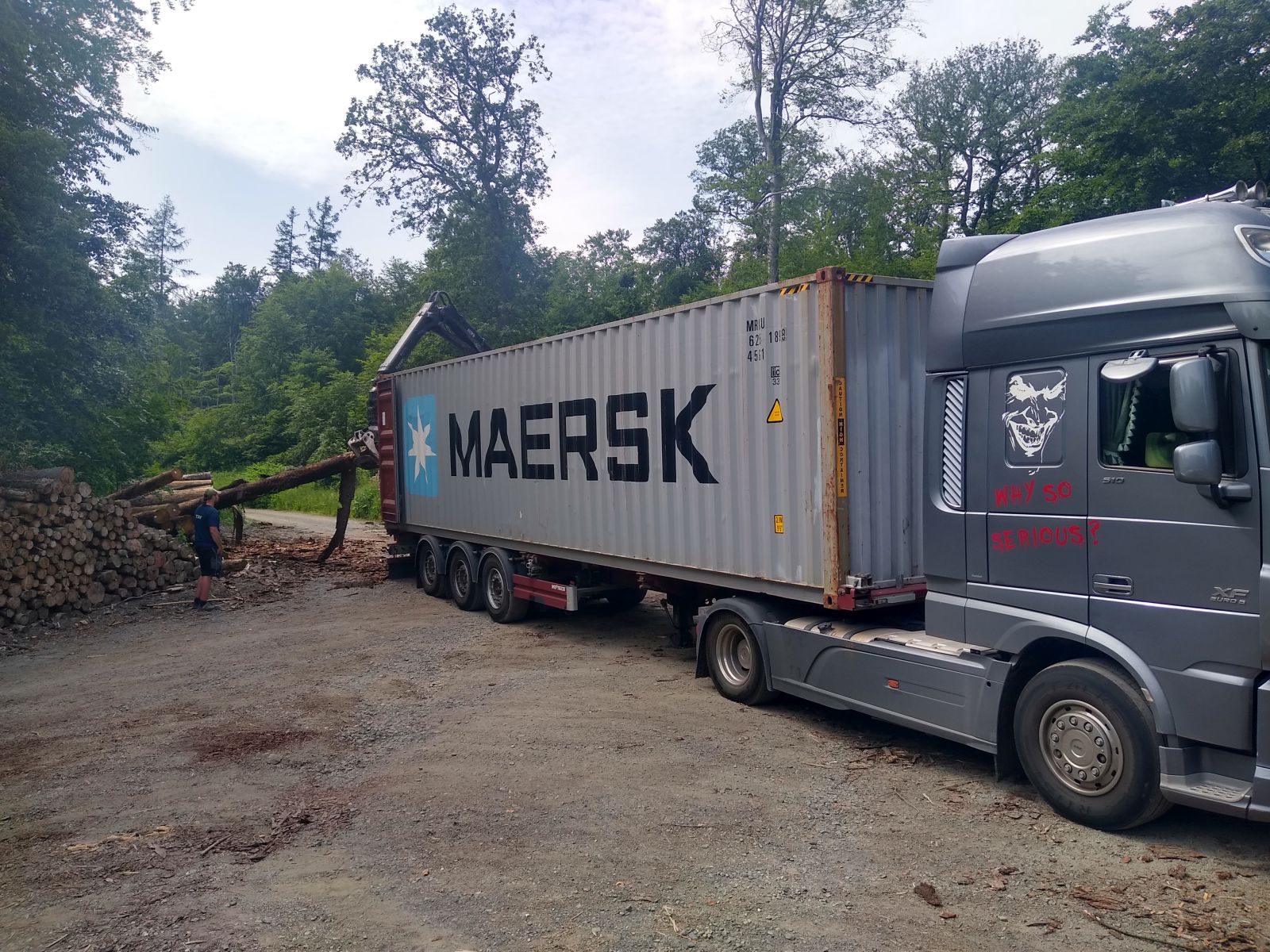 Holzabtransport per Container