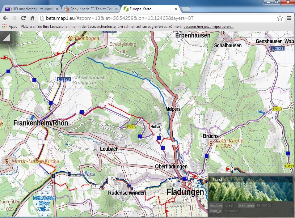 map1eu mit Datenquelle Openstreetmap